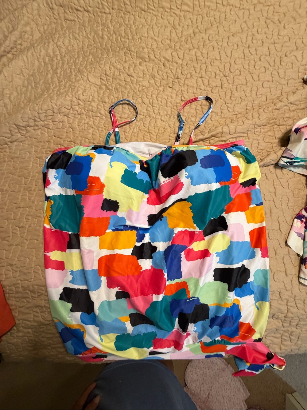 Mixed Print XL Tankini & Swim Tops Trio - Black/Multicolor/Floral - Picture 4 of 9